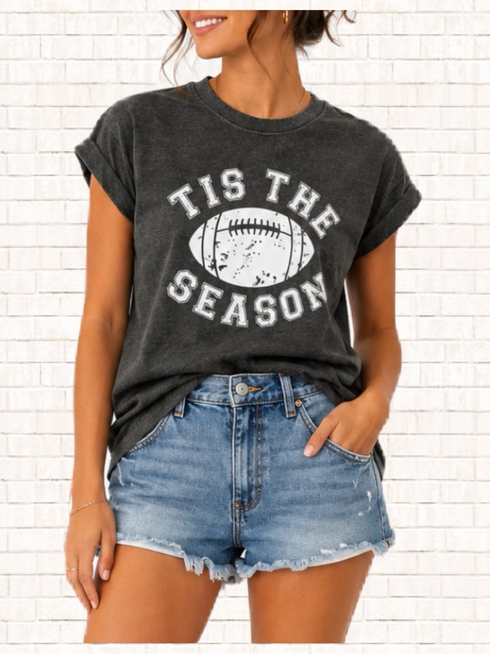 Women’s Boutique Football Season T-Shirt Game Day Tee Dark Gray Large NWOT OBO
